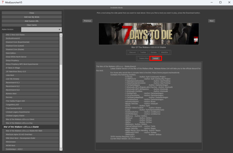 【7Days To Die】MODの導入方法 MOD Launcher-v5バージョン | 7Days To Die MOD info