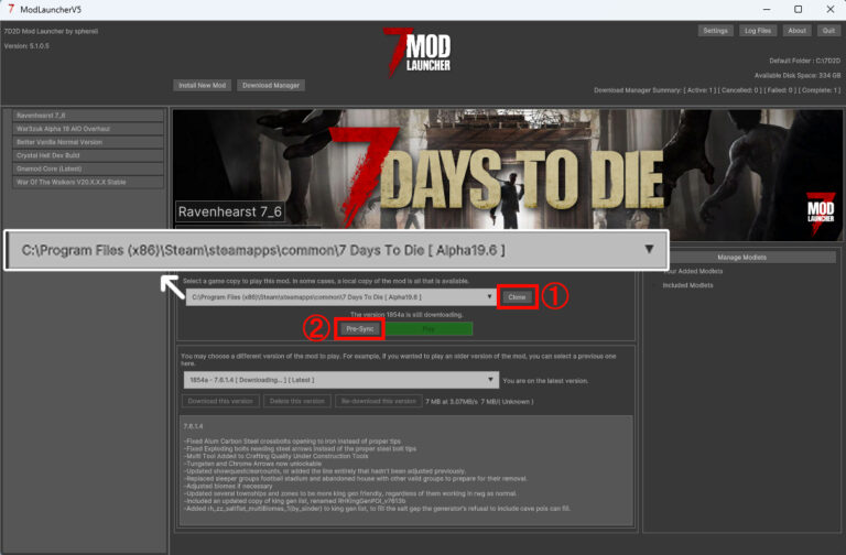 【7Days To Die】ダウングレードのやり方と過去バージョンのMOD導入方法 7DTD MOD LAUNCHER v5編 | 7Days ...